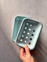 Load image into Gallery viewer, Baby blue enamel soap dish – eco-friendly, vintage bathroom style