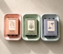 Load image into Gallery viewer, Enamel Soap Dish & Botanical Soap Gift Set