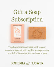 Load image into Gallery viewer, Gift Soap Subscription - Handmade Soap Gift | FREE Delivery featuring two botanical bar soaps from Bohemia & Flower with eco-friendly packaging.