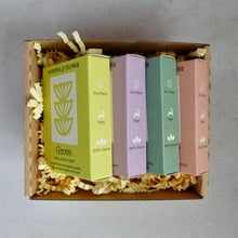 Load image into Gallery viewer, Bohemia & Flower Self Care Soap Box gift set with four natural handmade soap bars in recyclable packaging