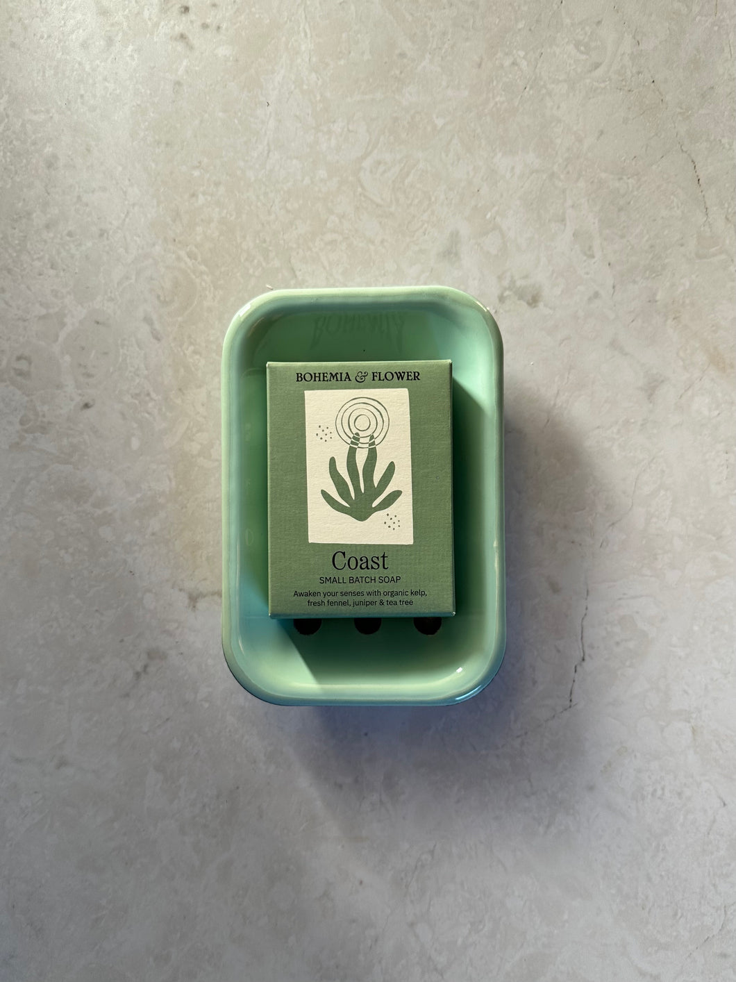 Enamel Soap Dish & Botanical Soap Gift Set