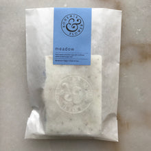 Load image into Gallery viewer, Meadow 100% natural vegan bar soap unscented with organic coconut oil, cornflower petals and poppy seeds
