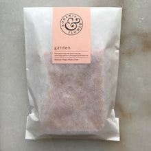 Load image into Gallery viewer, Garden bar soap small batch vegan hand soap by Bohemia &amp; Flower with French rose clay black poppy seeds and a floral blend of pure essential oils
